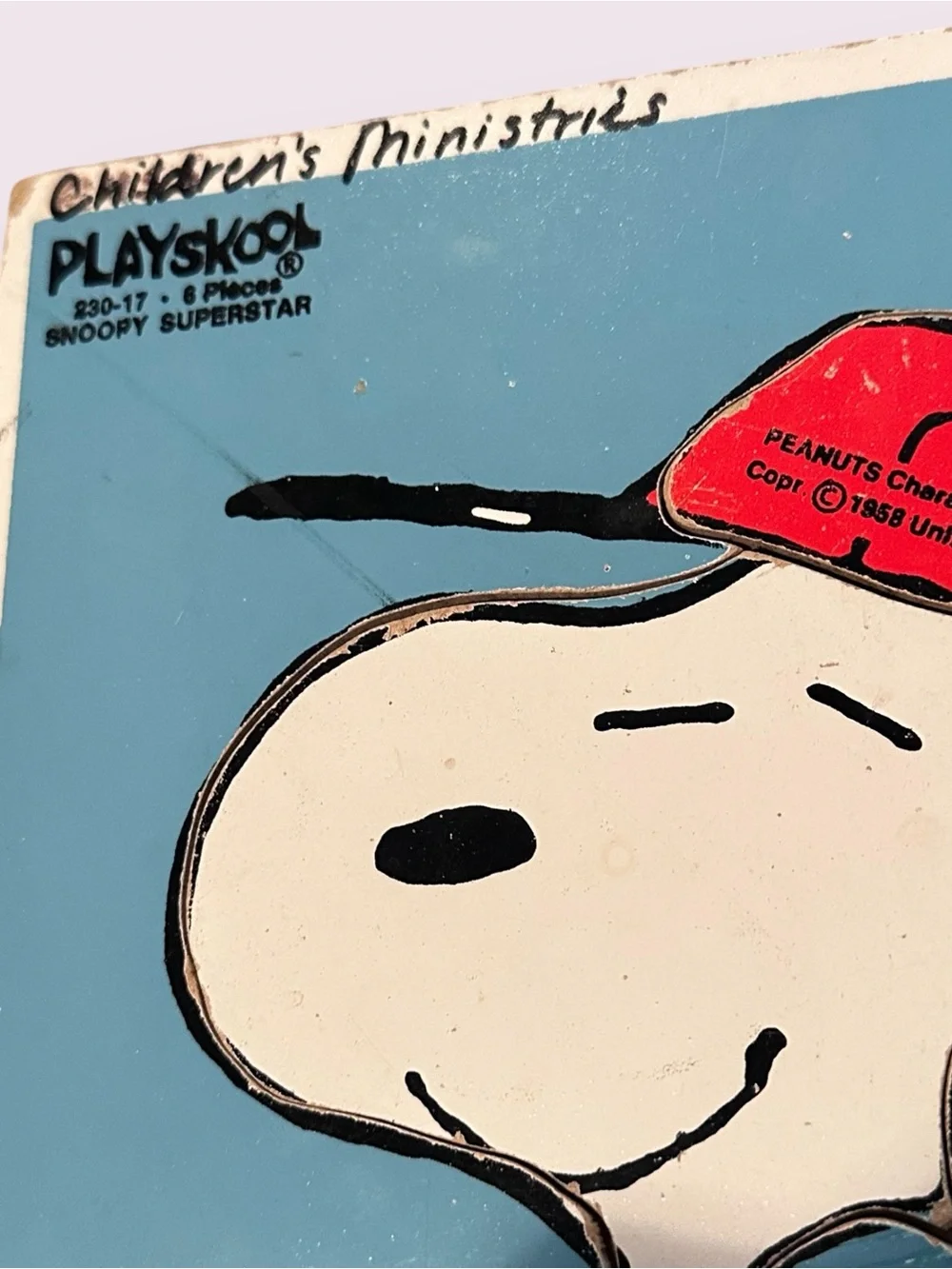 Vintage Playskool Schulz Peanuts Snoopy Baseball Wood Cardboard Puzzle